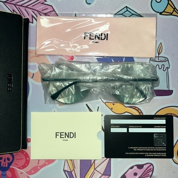 ??Authentic?FENDI? Round Green Wavy Sunglasses? main image 4
